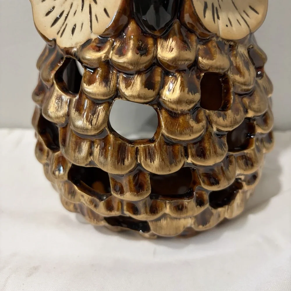 Ceramic‎ OWL Votive Tea Light Candle Holder Lantern vtg 7